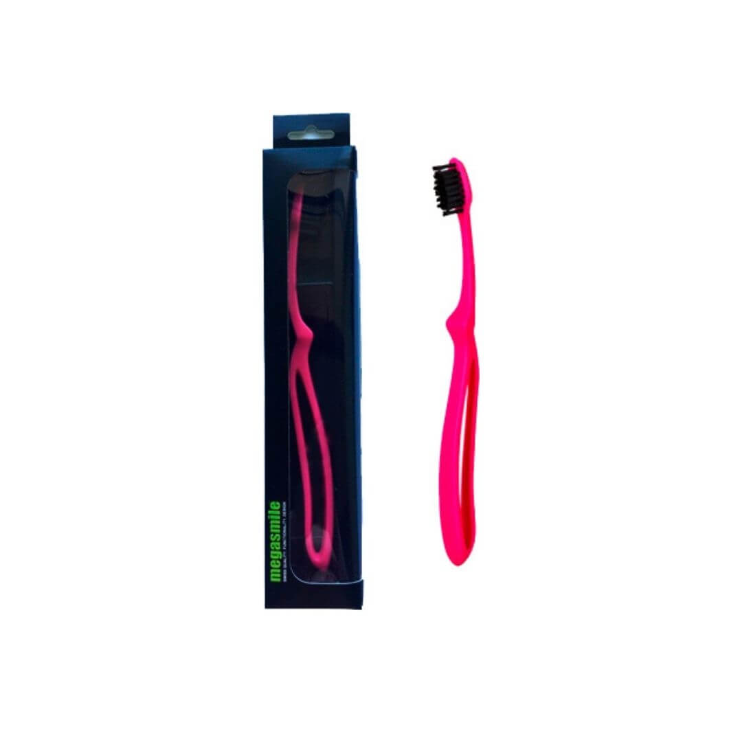 Зубная щетка средней жесткости Megasmile Black Whitening Loop Pink