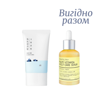 Набір серум з ніацинамідом та ретинолом Logically, Skin + сонцезахист SPF 50 Round Lab